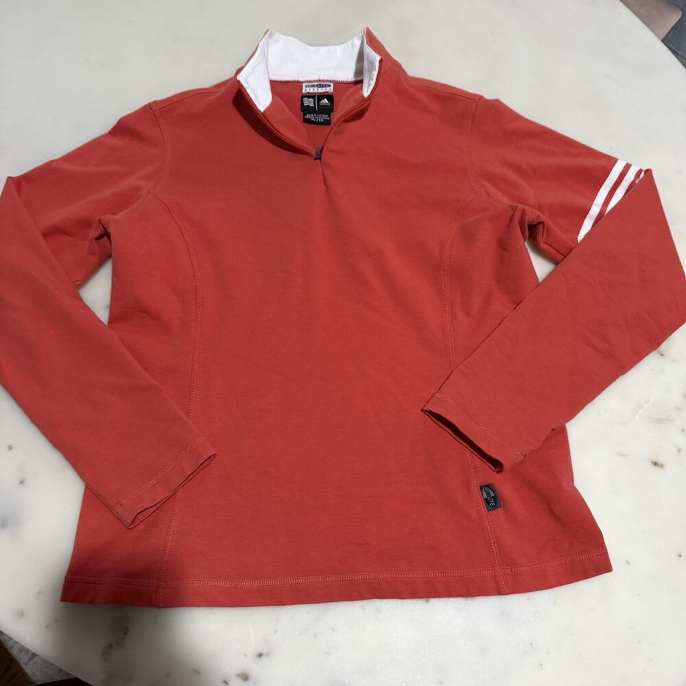 Adidas Women’s XL Climalite Stretch Red Long Sleeve 1/4 Zip Pullover Top Thick